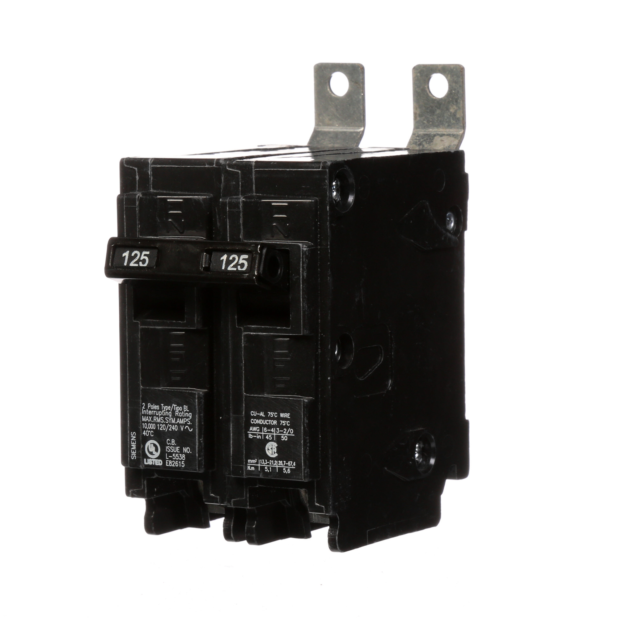  Low Voltage Molded Case Circuit Breakers Panelboard Mounting 240V Circuit Breakers - Type BL, 2-Pole, 120/240VAC are Circuit Protection Molded Case Circuit Breakers. Type BL Application Electrical Distribution Standard UL 489 Voltage Rating 120/240V Amperage Rating 125A Trip Range Thermal Magnetic Interrupt Rating 10 AIC Number Of Poles 2P