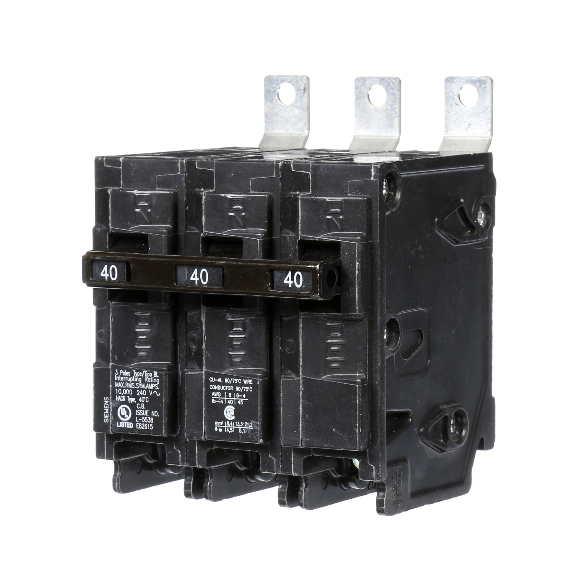  Low Voltage Molded Case Circuit Breakers Panelboard Mounting 240V Circuit Breakers - Type BL, 3-Pole, 240VAC are Circuit Protection Molded Case CircuitBreakers. BREAKER 40A 3P 240V 10K BL