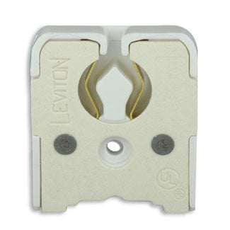 Medium Base, Bi-Pin, Standard Fluorescent Lampholder, Butt-On, Screw Mount, Turn-Type, , Quickwire 18AWG Solid or Str Tinned - White