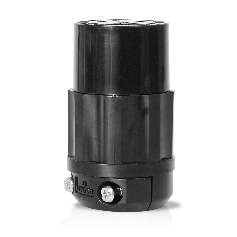 20 Amp, 250 Volt 3-Phase, NEMA L15-20R, 3P, 4W, Locking Connector,Industrial Grade, Grounding, All Black - Black