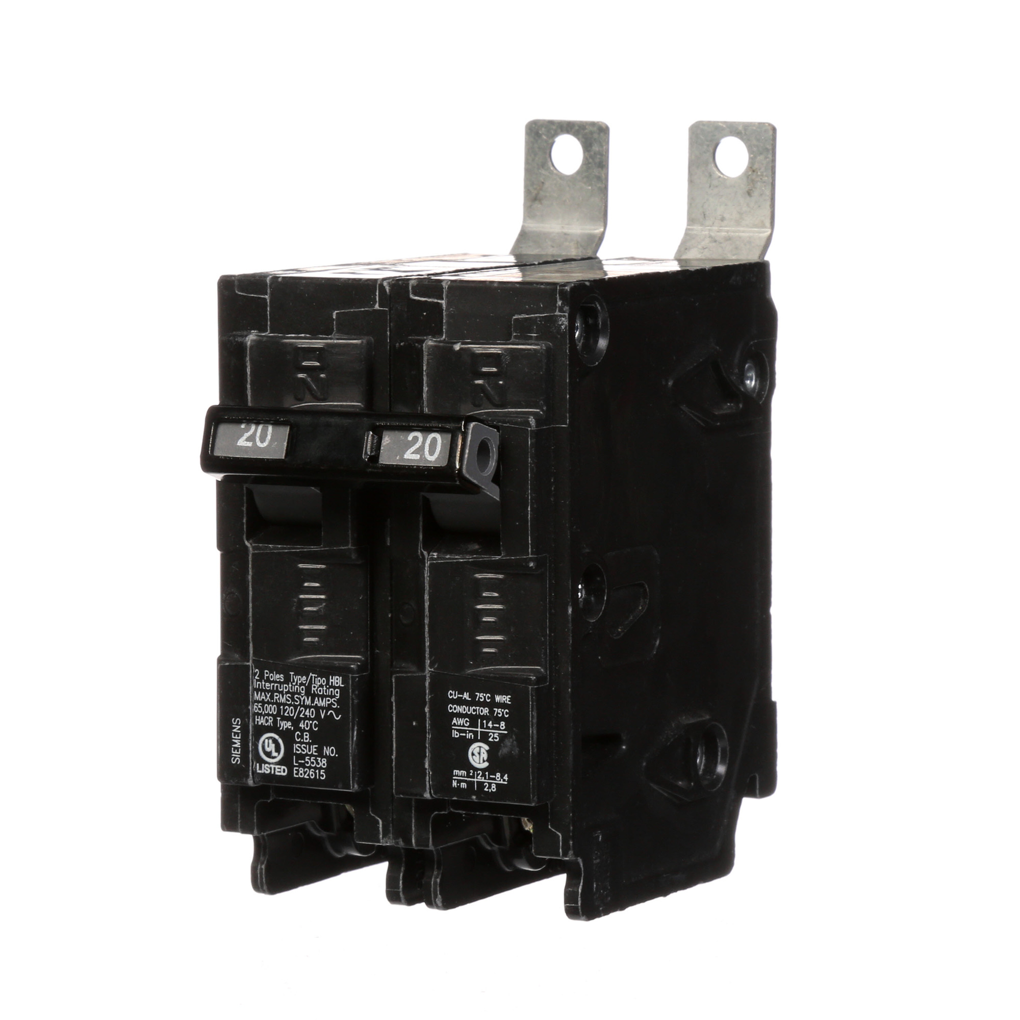  Low Voltage Molded Case Circuit Breakers Panelboard Mounting 240V Circuit Breakers - Type BL, 2-Pole, 120/240VAC are Circuit Protection Molded Case Circuit Breakers. Type HBL Application Electrical Distribution Standard UL 489 Voltage Rating 120/240V A mperage Rating 20A Trip Range Thermal Magnetic Interrupt Rating 65 AIC Number Of Poles 2P