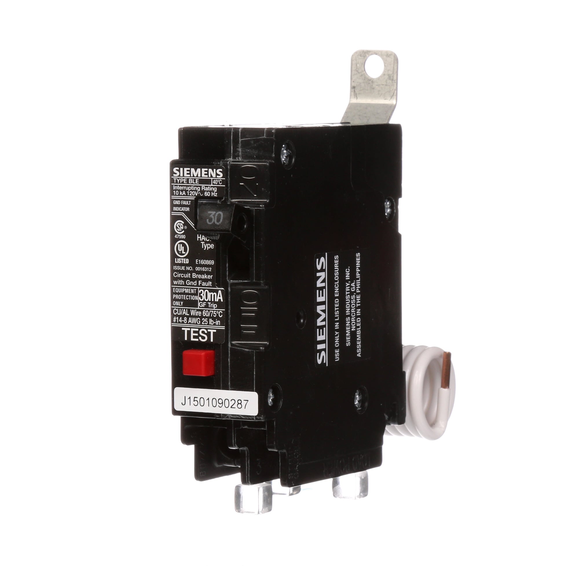  Low Voltage Molded Case Circuit Breakers Panelboard Mounting 240V GFCI Circuit Breakers - 1-Pole, GFCI - BLE, 10KAIC, 120VAC are Circuit Protection Molded Case Circuit Breakers. Sub Brand N/A Type BL Special Features N/A Application Electrical Distribution Standard UL 489 Voltage Rating 120V Amperage Rating 30A Load Rating N/A Frequency Rating N/A Phase N/A Frame N/A Trip Type N/A Trip Range Thermal Magnetic Interrupt Rating 10 AIC Number Of Poles 1P