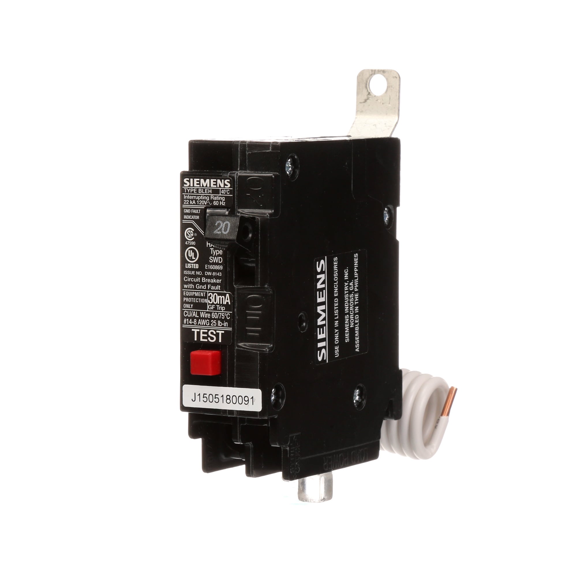  Low Voltage Molded Case Circuit Breakers Panelboard Mounting 240V GFCI Circuit Breakers - 1-Pole, GFCI - BLEH, 22KAIC, 120VAC are Circuit Protection Molded Case Circuit Breakers. Sub Brand N/A Type BL Special Features N/A Application Electrical Distribution Standard UL 489 Voltage Rating 120V Amperage Rating 20A Load Rating N/A Frequency Rating N/A Phase N/A Frame N/A Trip Type N/A Trip Range Thermal Magnetic Interrupt Rating 22 AIC Number Of Poles 1P