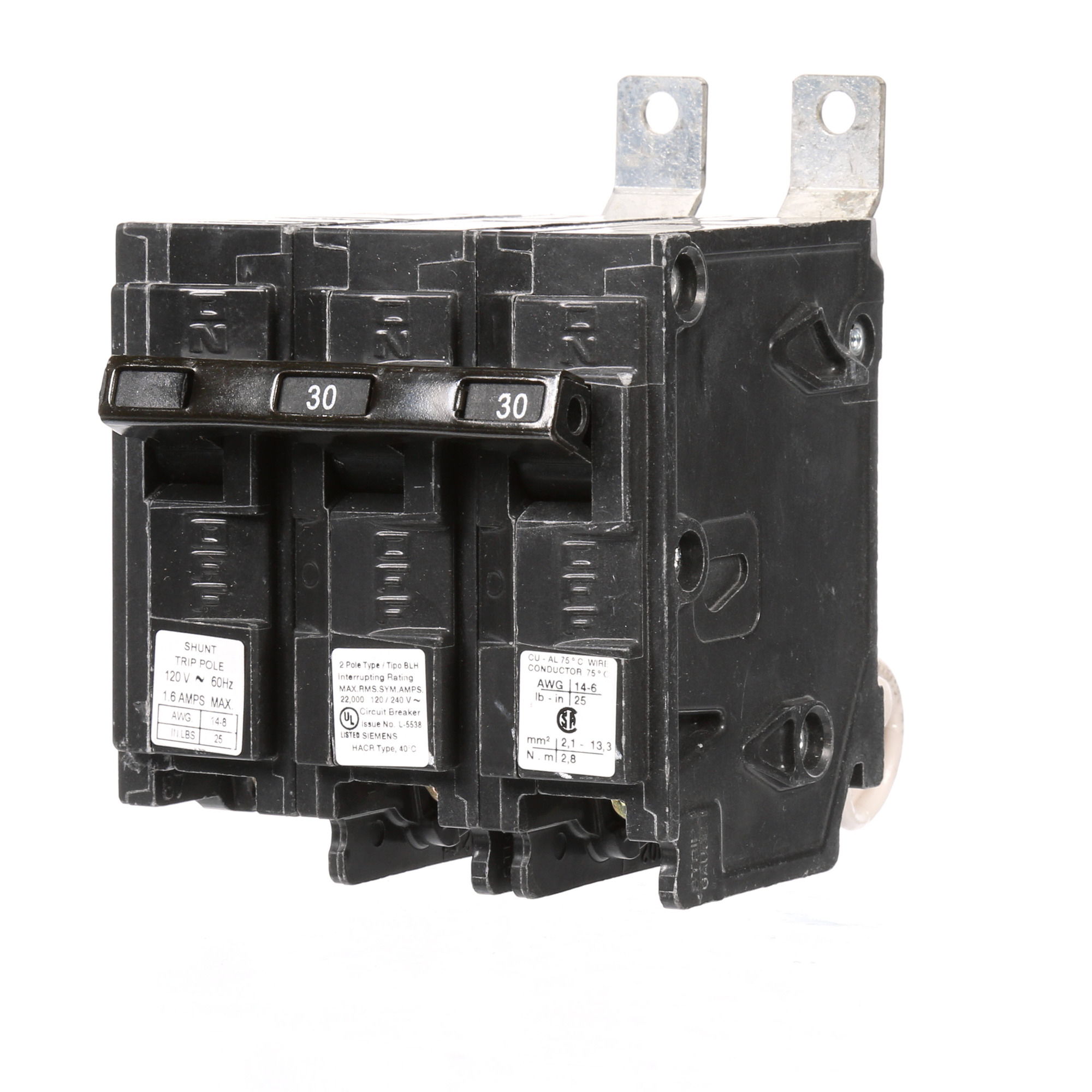 BREAKER 30A 2P 120/240V 22K BLH 120V ST 22 KAIC, W/120V S.T. FACTORY INSTALLED
