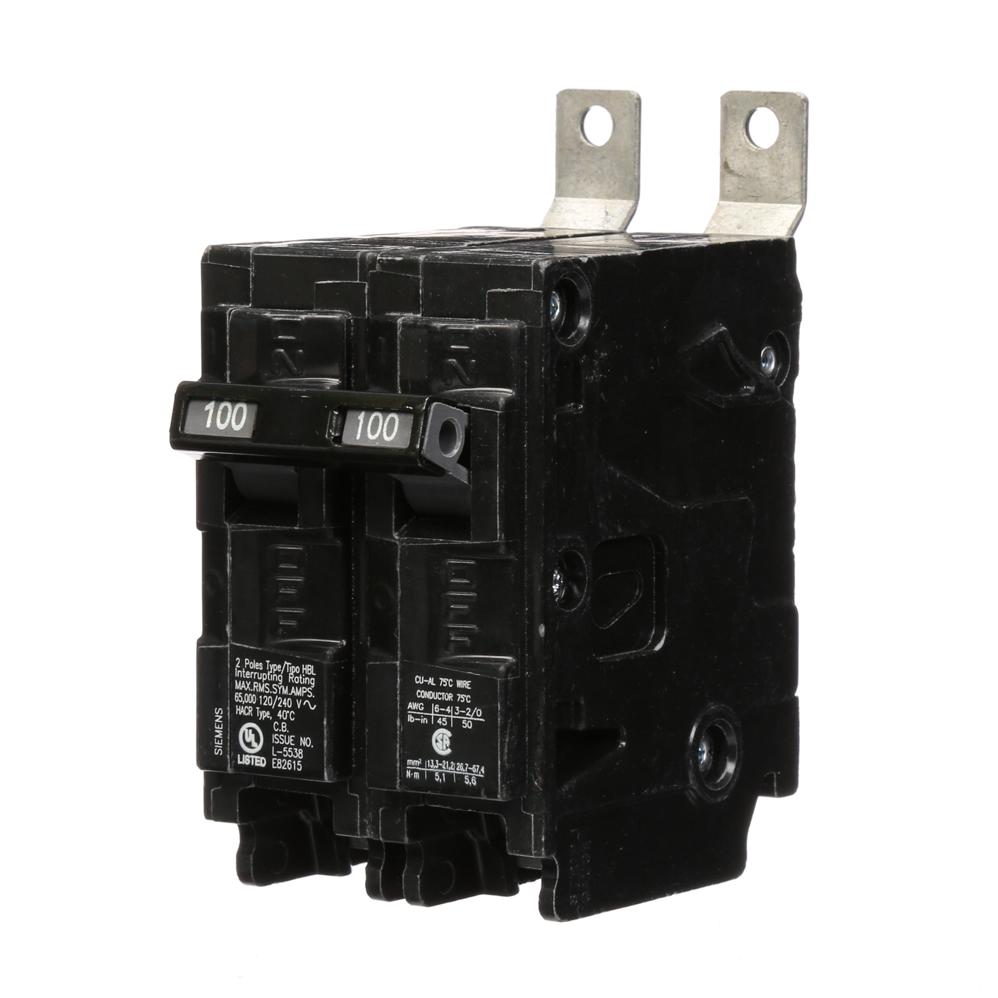  Low Voltage Molded Case Circuit Breakers Panelboard Mounting 240V Circuit Breakers - Type BL, 2-Pole, 120/240VAC are Circuit Protection Molded Case Circuit Breakers. Type HBL Application Electrical Distribution Standard UL 489 Voltage Rating 120/240V A mperage Rating 100A Trip Range Thermal Magnetic Interrupt Rating 65 AIC Number Of Poles 2P