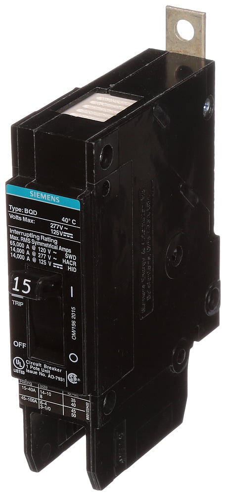BREAKER BQD 1P 15A 277VAC 14KA UL 10 KAIC