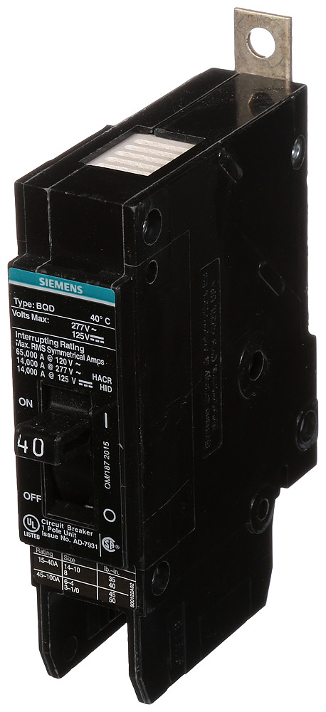 BREAKER BQD 1P 40A 277VAC 14KA 10 KAIC