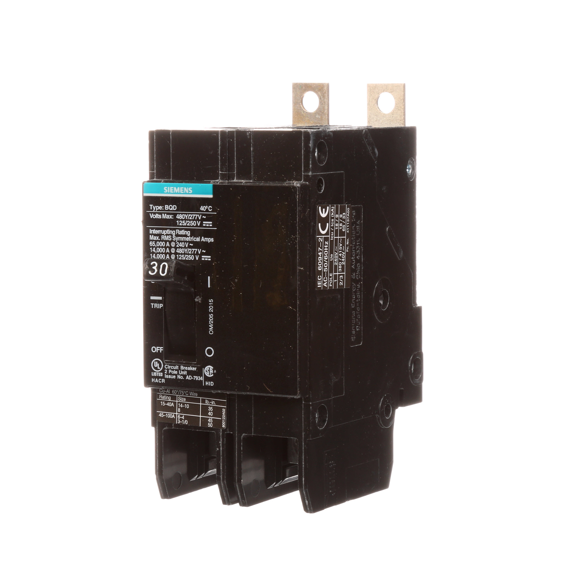 BREAKER BQD 2P 30A 480VAC 14KA 10 KAIC