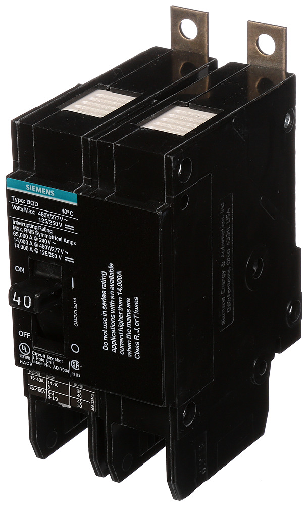 BREAKER BQD 2P 40A 480VAC 14KA 10 KAIC
