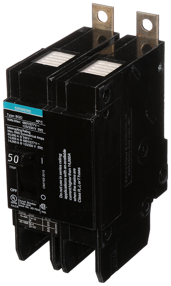 BREAKER BQD 2P 50A 480VAC 14KA 10 KAIC