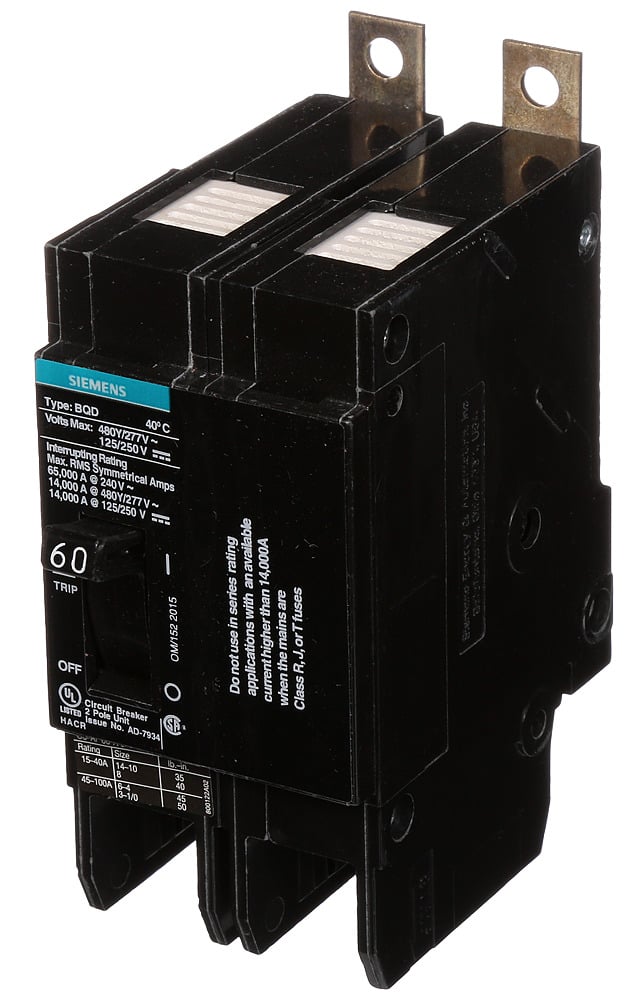 BREAKER BQD 2P 60A 480VAC 14KA 10 KAIC