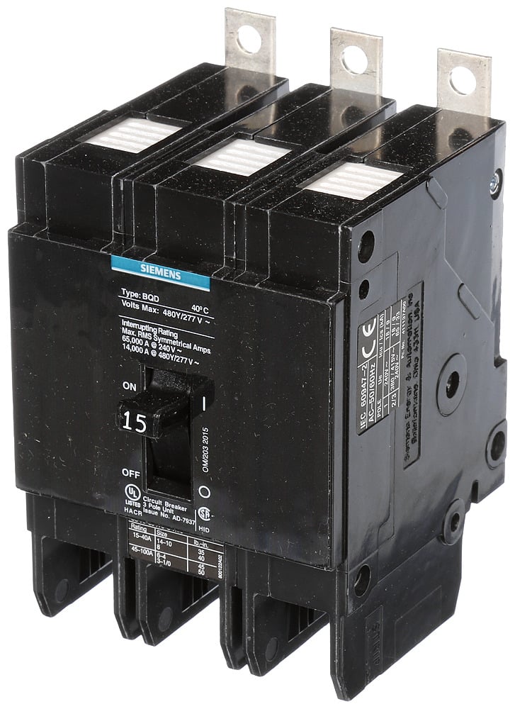 BREAKER BQD 3P 15A 480VAC 14KA 10 KAIC