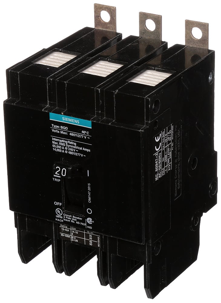 BREAKER BQD 3P 20A 480VAC 14KA 10 KAIC