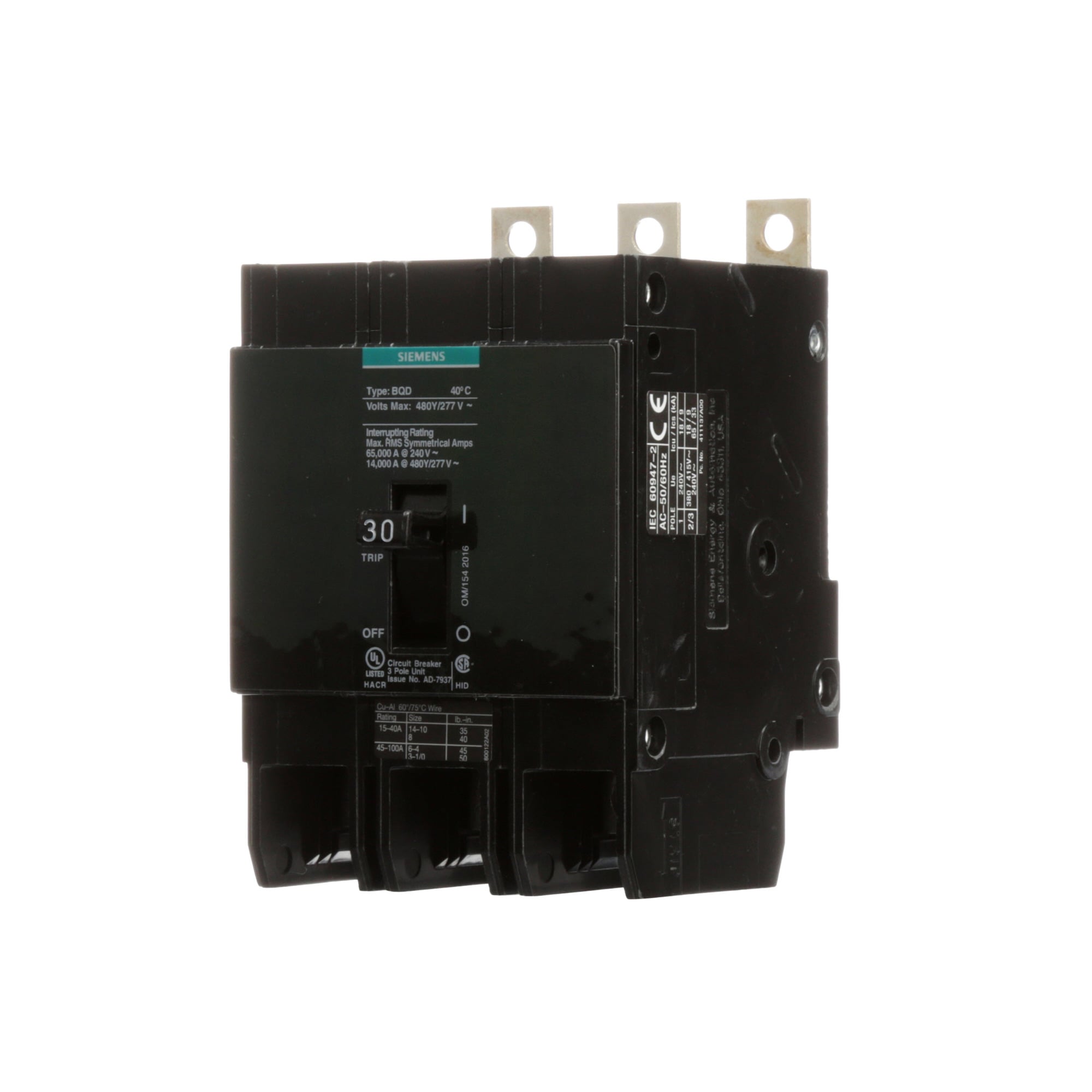 BREAKER BQD 3P 30A 480VAC 14KA 10 KAIC