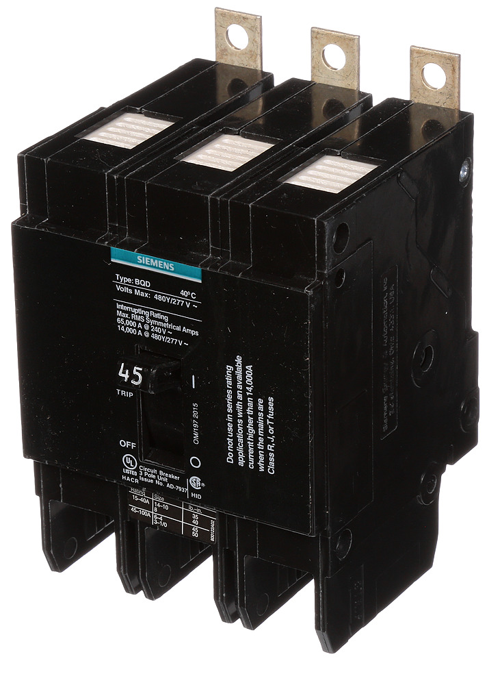 BREAKER BQD 3P 45A 480VAC 14KA 10 KAIC