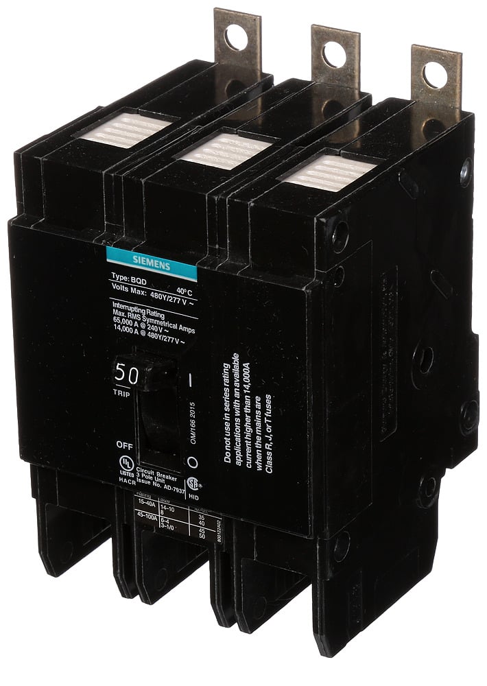 BREAKER BQD 3P 50A 480VAC 14KA 10 KAIC