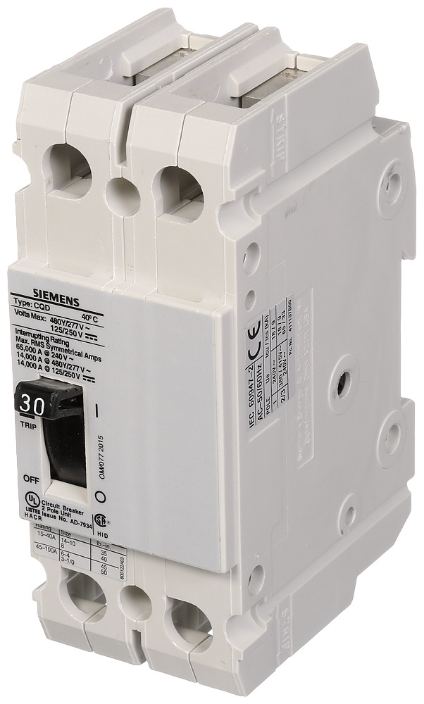  Low Voltage Molded Case Circuit Breakers General Purpose MCCBs - 2-pole, TM - CQD, 14KAIC, 480/277VAC are Circuit Protection Molded Case Circuit Breakers. BREAKER CQD 2-POLE30A 480/277V 14KA DIN RAIL