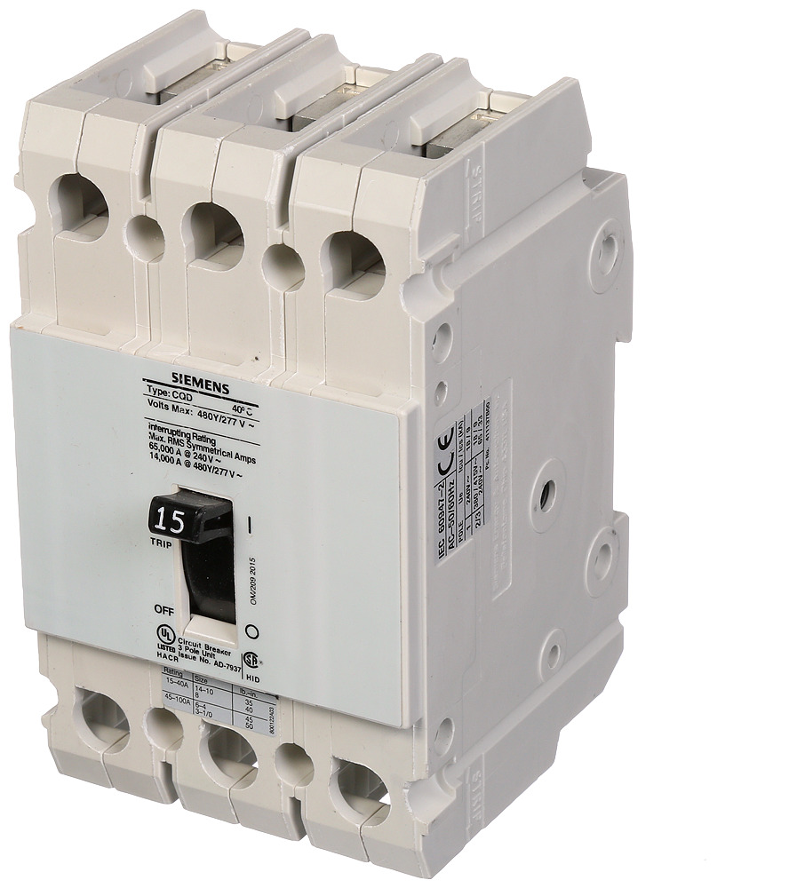 BREAKER CQD 3P 15A 480/277V 14KA DIN SIE 