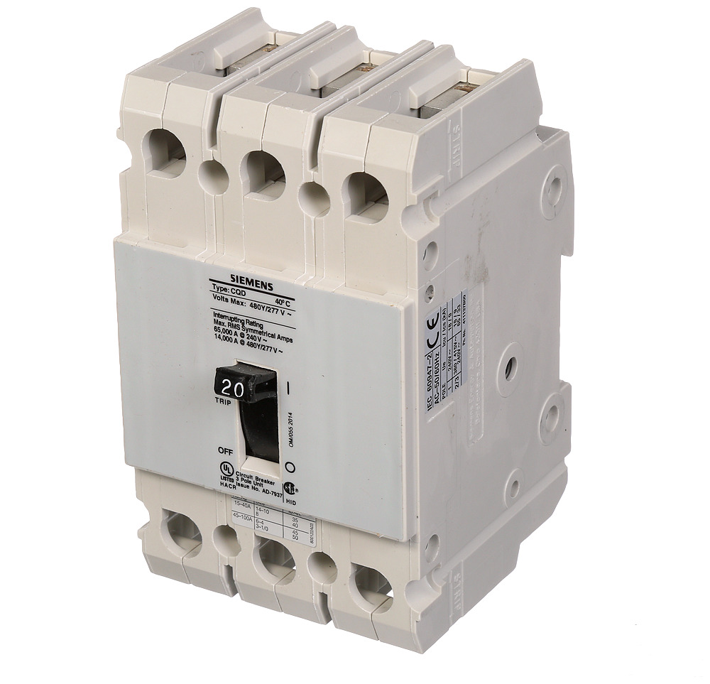  Low Voltage Molded Case Circuit Breakers General Purpose MCCBs - 3-pole, TM - CQD, 14KAIC, 480/277VAC are Circuit Protection Molded Case Circuit Breakers. BREAKER CQD 3-POLE20A 480/277V 14KA DIN RAIL