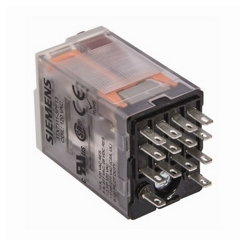 Plug-in Relay, Premium LED, Mechanical Flag 14-pin Square Base 4PDT, 6A, 120VACUses Socket 3TX7144-1E5 or 3TX7144-4E5