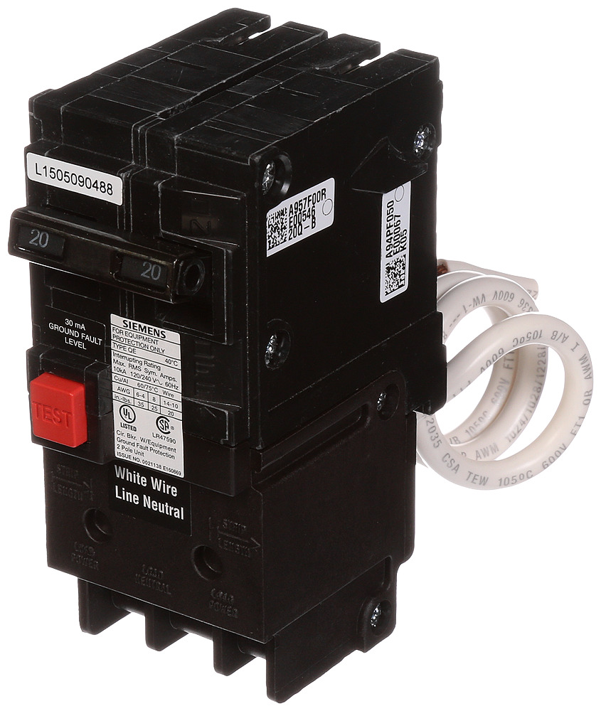  Low Voltage Residential Circuit Breakers Miniature Circuit Breakers GFCI - Equipment Protect 2-pole plug-on 10k are Circuit Protection Load Center Mains, Feeders, and Miniature Circuit Breakers. Sub Brand N/A Type QE Special Features N/A Application Electrical Distribution Standard UL 489 Voltage Rating 120/240V Amperage Rating 20A Load Rating N/A Frequency Rating N/A Phase N/A Frame N/A Trip Type N/A Trip Range Thermal Magnetic Interrupt Rating 10 AIC Number Of Poles 2P