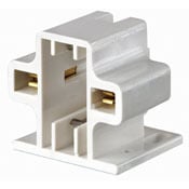 G23, G23-2 Base, 5W 7W 9W 2-Pin, Compact Fluorescent Lampholder, Horizontal, Screw-Down, Code, White Body