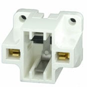 G23, G23-2 Base, 5W 7W 9W 2-Pin, Compact Fluorescent Lampholder, Vertical, Bottom Screw-Down, Color Code, , Quick-Connect 18AWG Solid or Str. Tinned - White Body