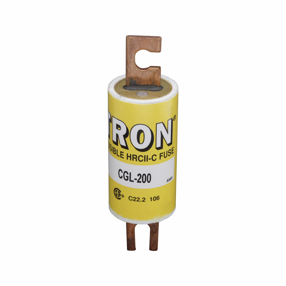 Eaton Bussmann series Tron CGL HRC form II Class C fuse, 200A, 200 kAIC Vac, 40 kAIC Vdc, Non Indicating, Current-limiting, HRC Form II, Blade end X blade end, Class C