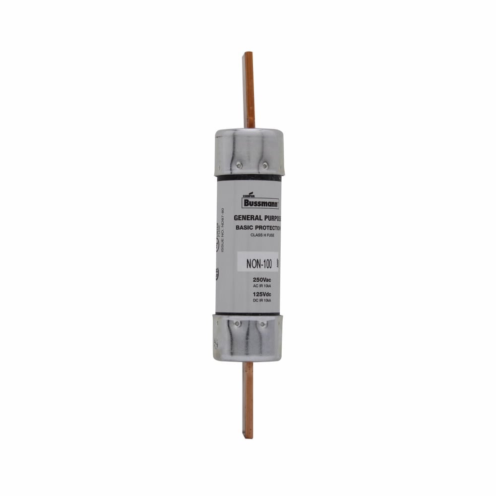 Eaton Bussmann series NON fuse, Supplemental one-time fuse, Non current limiting, Light duty circuit locations, 90 A, Class H, Non-indicating, Blade end x blade end, 50 kAIC at 125 Vdc,10 kAIC at 250 Vac, Standard, 5, 250 V, 125 Vdc