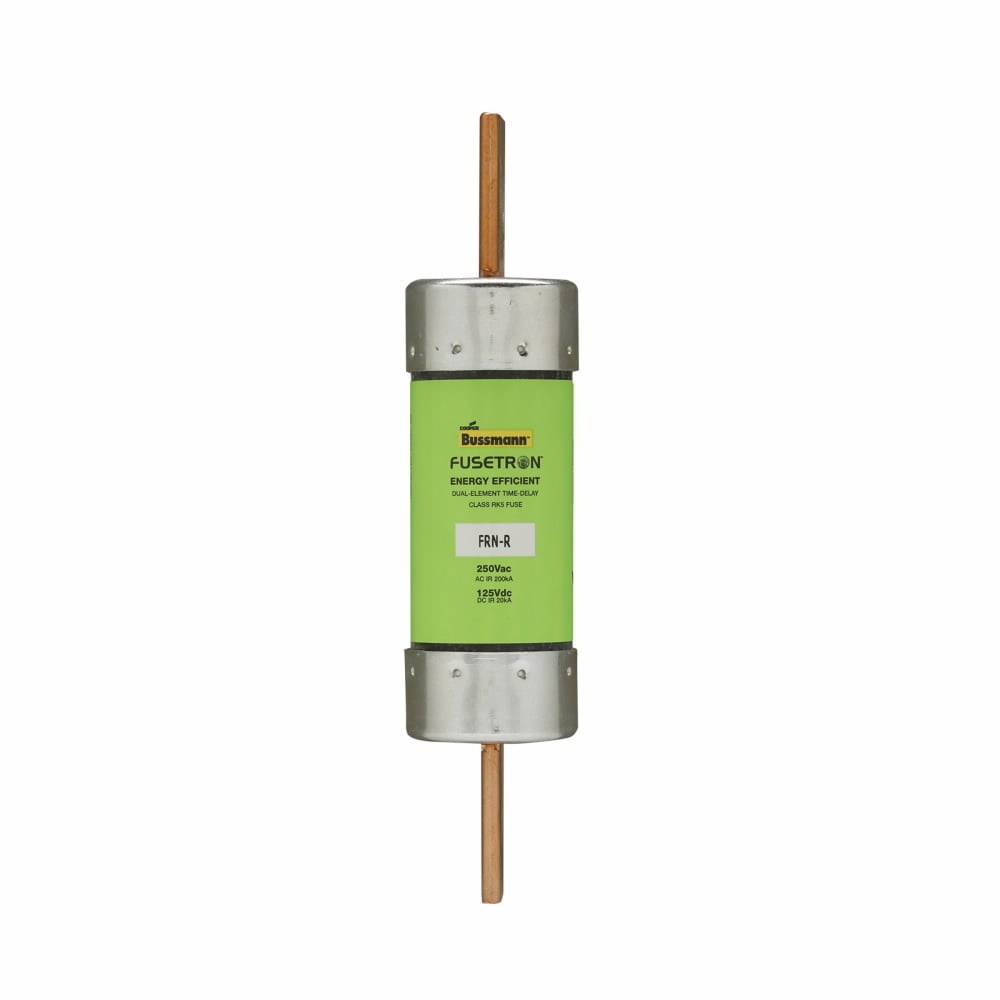 Eaton Bussmann series FRN-R fuse, 200 A, Dual, Class RK5, Non-indicating, Blade end x blade end, 10 sec at 500%, 200 kAIC at 250 V,20 kAIC at 125 Vdc, Standard, 250 V, 125 Vdc