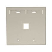 QuickPort Wallplate with ID window, dual gang, 1-port, ivory