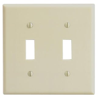 2-Gang Toggle Device Switch Wallplate, Standard Size, Thermoset, Device Mount, Ivory
