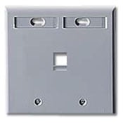 QuickPort Wallplate with ID window, dual gang, 1-port, grey