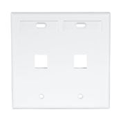 QuickPort Wallplate with ID window, dual gang, 2-port, white