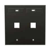 QuickPort Wallplate with ID window, dual gang, 2-port, black
