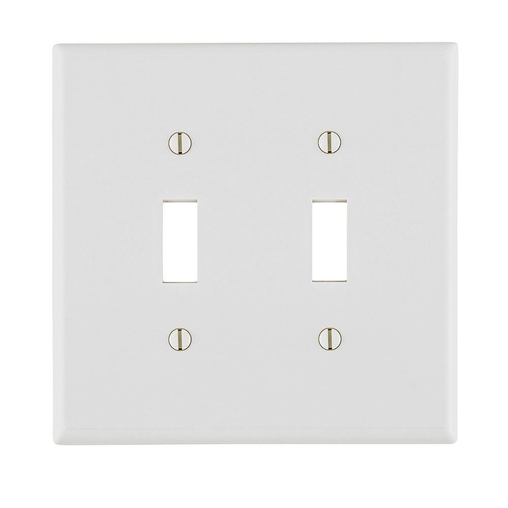 2-Gang Toggle Device Switch Wallplate, Standard Size, Thermoset, Device Mount, White