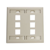 QuickPort Wallplate with ID window, dual gang, 6-port, ivory
