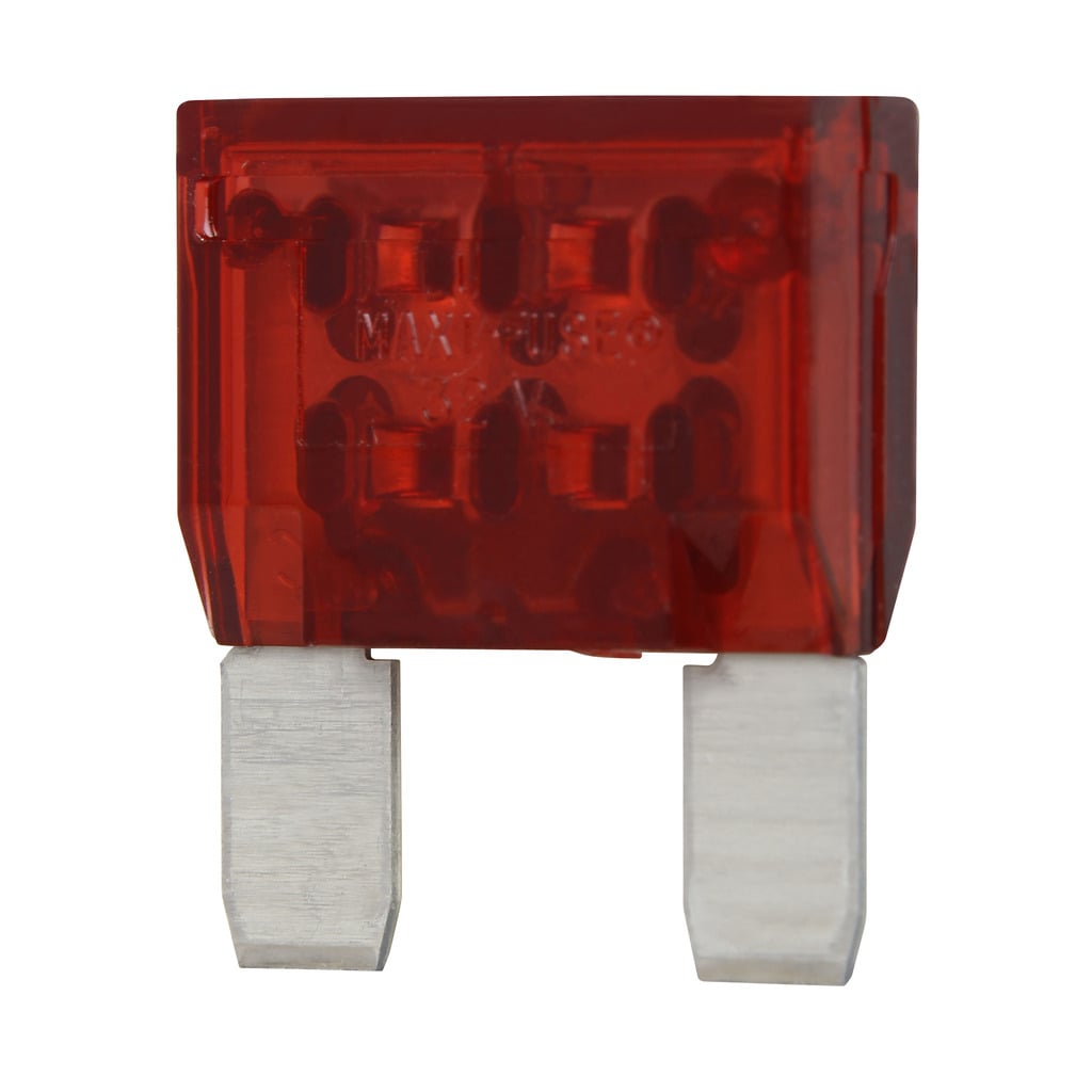 Eaton Bussmann series MAX MAXI fuse, Color code red, 32 Vdc, 50A, 1 kAIC, Non Indicating, MAXI fuse, Blade end, Colored plastic housing