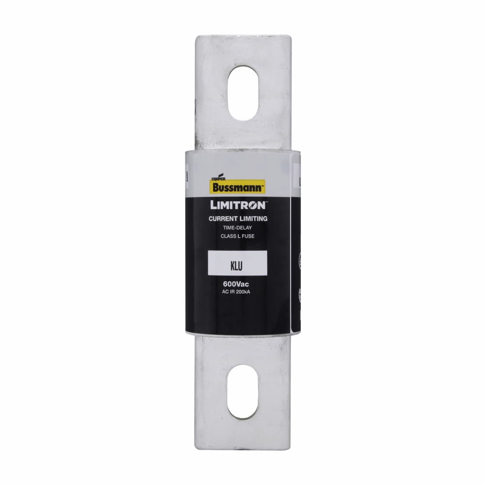 Eaton Bussmann series KLU fuse, LIMITRON Fast-acting fuse, 601 A, Class L, Non-indicating, Bolted blade end x bolted blade end, 5 sec at 500%, 200 kAIC at 600 Vac, Bolt, Standard, 1, 600 V