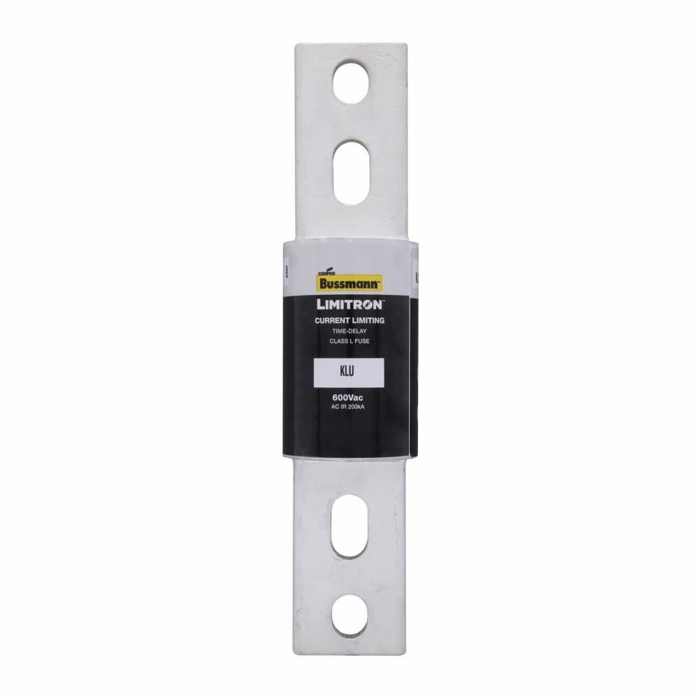 Eaton Bussmann series KLU fuse, LIMITRON Fast-acting fuse, 1200 A, Class L, Non-indicating, Bolted blade end x bolted blade end, 5 sec at 500%, 200 kAIC at 600 Vac, Bolt, Standard, 1, 600 V