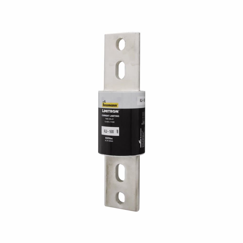 Eaton Bussmann series KLU fuse, LIMITRON Fast-acting fuse, 1600 A, Class L, Non-indicating, Bolted blade end x bolted blade end, 5 sec at 500%, 200 kAIC at 600 Vac, Bolt, Standard, 1, 600 V
