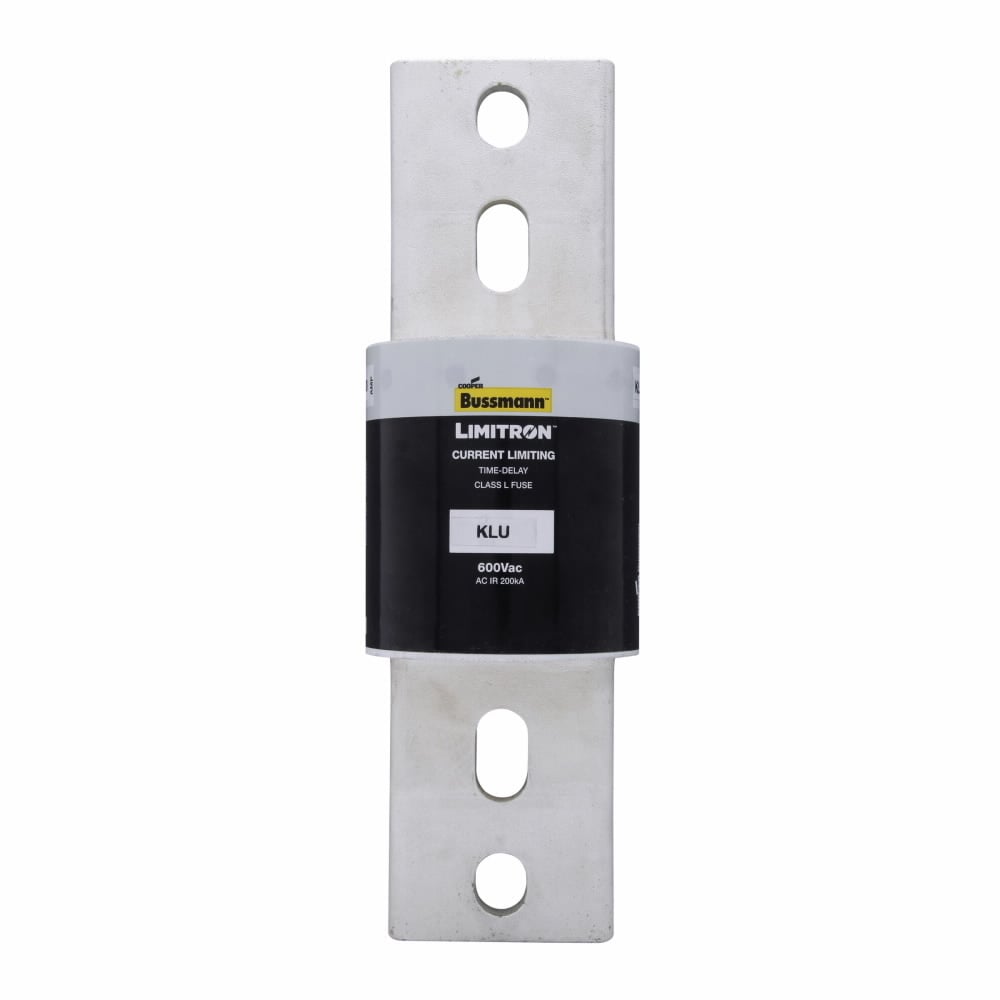 Eaton Bussmann series KLU fuse, LIMITRON Fast-acting fuse, 2000 A, Class L, Non-indicating, Bolted blade end x bolted blade end, 5 sec at 500%, 200 kAIC at 600 Vac, Bolt, Standard, 1, 600 V
