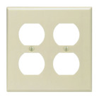 2-Gang Duplex Device Receptacle Wallplate, Standard Size, Thermoset, Device Mount, Ivory