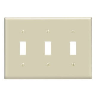 3-Gang Toggle Device Switch Wallplate, Standard Size, Thermoset, Device Mount, Ivory