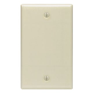 1-Gang No Device Blank Wallplate, Standard Size, Thermoset, Box Mount, Ivory