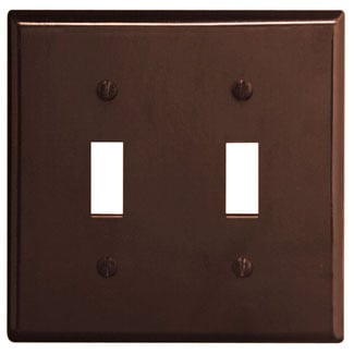 2-Gang Toggle Device Switch Wallplate, Standard Size, Thermoset, Device Mount, Brown