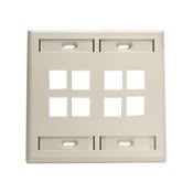 QuickPort Wallplate with ID window, dual gang, 8-port, ivory