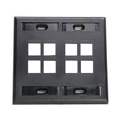 QuickPort Wallplate with ID window, dual gang, 8-port, black