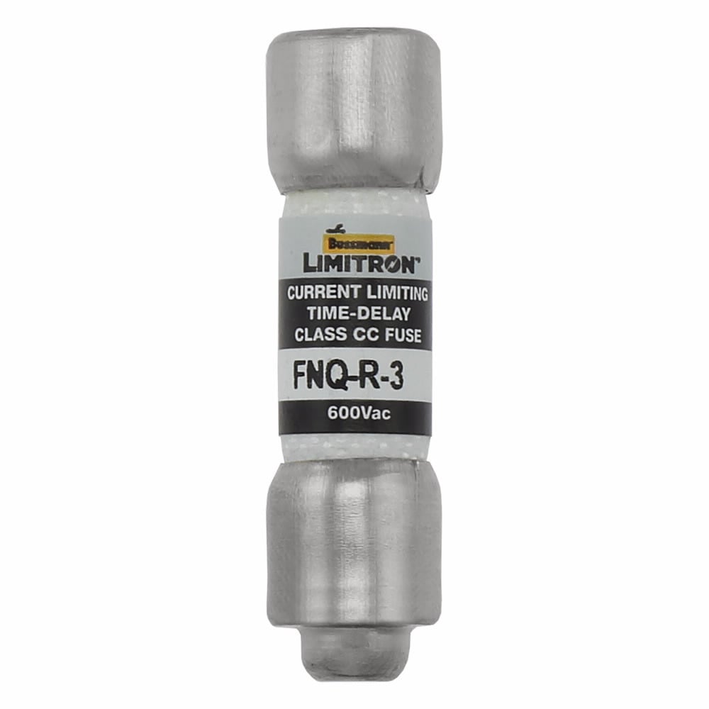Eaton Bussmann series FNQ-R fuse, 3 A, Class CC, Non-indicating, Ferrule end x ferrule end, 12 sec at 200%, 200 kAIC, Melamine tube, Standard, 600 V