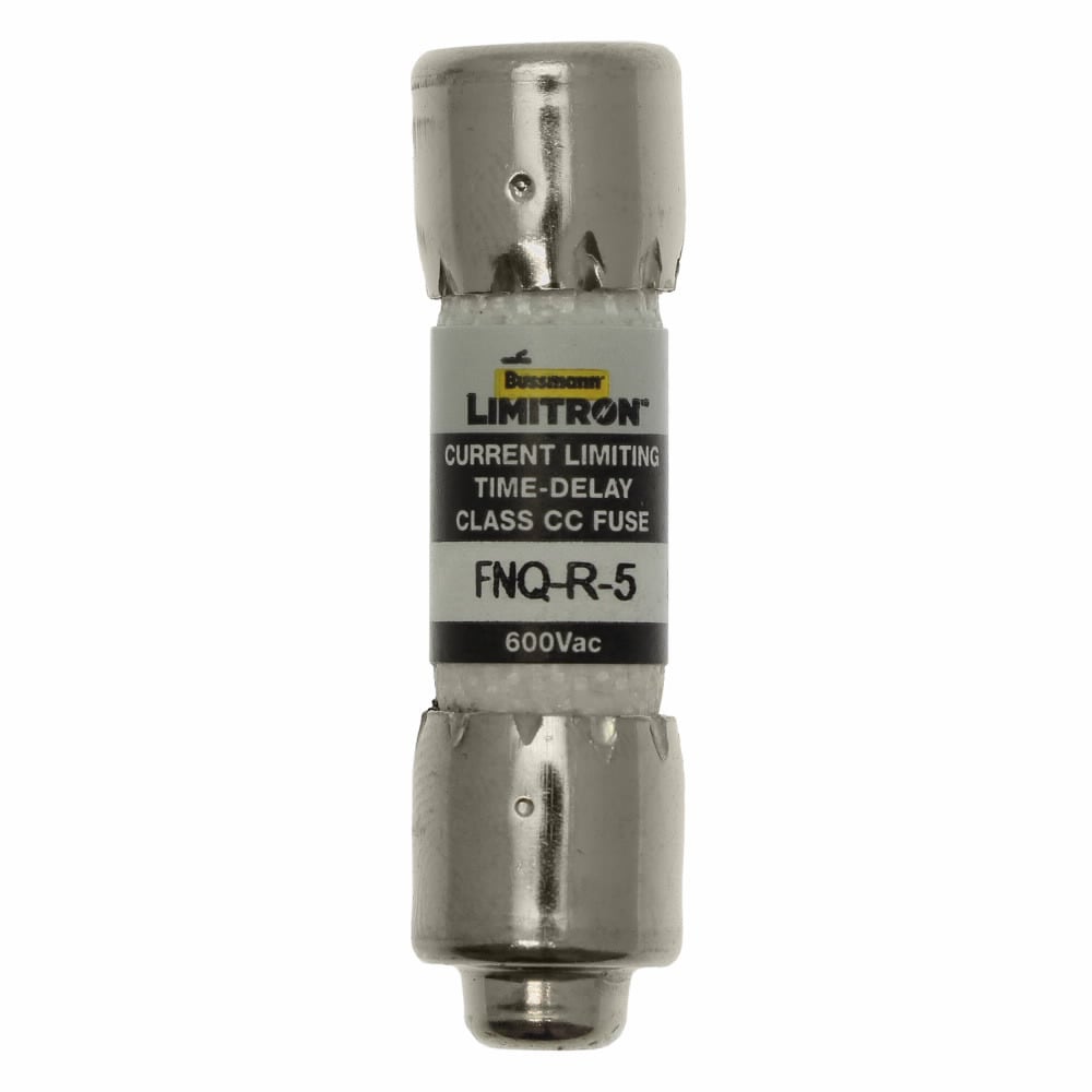 Eaton Bussmann series FNQ-R fuse, 5 A, Class CC, Non-indicating, Ferrule end x ferrule end, 12 sec at 200%, 200 kAIC, Melamine tube, Standard, 600 V